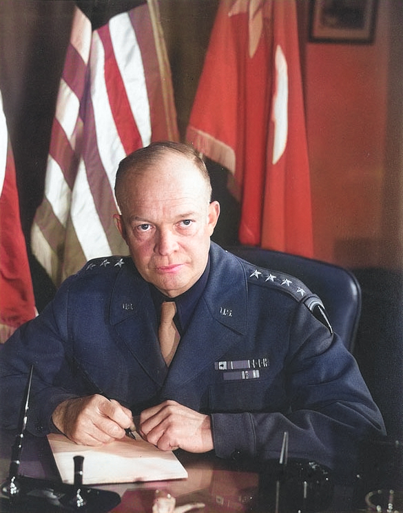 General Eisenhower, commander of Allied forces in Europe, 31 Dec 1943 [Colorized by WW2DB]