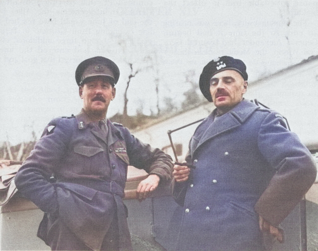 Lieutenant General Wladyslaw Anders and Lieutenat General Oliver Leese, Italy, 1944 [Colorized by WW2DB]