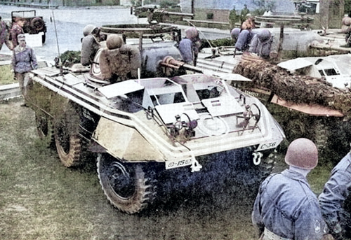M8 armored cars of the US 28th Constabulary Squadron, Germany, Feb 1952 [Colorized by WW2DB]