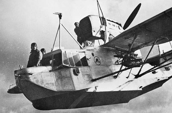 A French 130 flying boat with its crew, circa 1940s