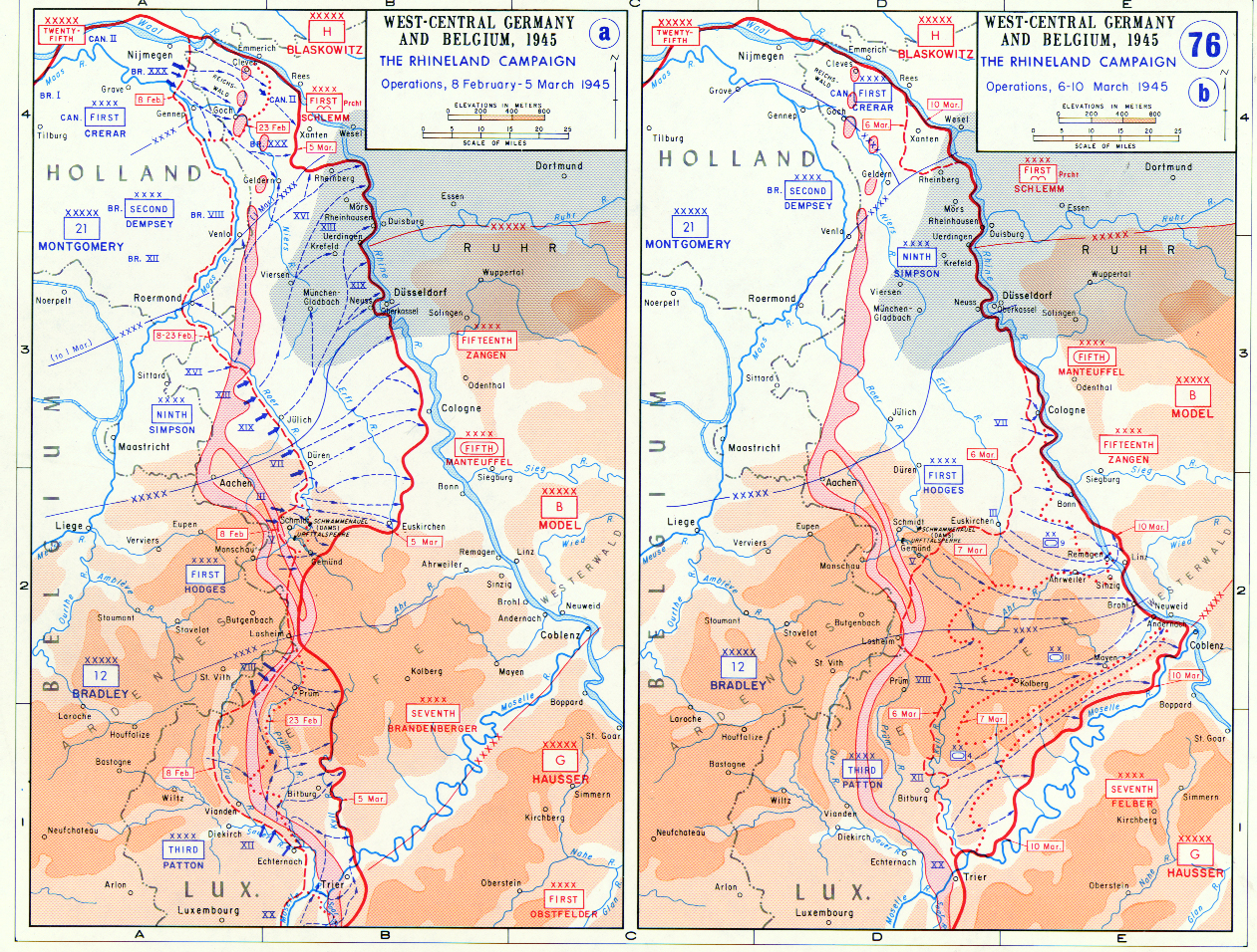 Map Map Depicting The Allied Advance To The Rhine River In West Central Germany And Belgium 8 Feb 10 Mar 1945 World War Ii Database