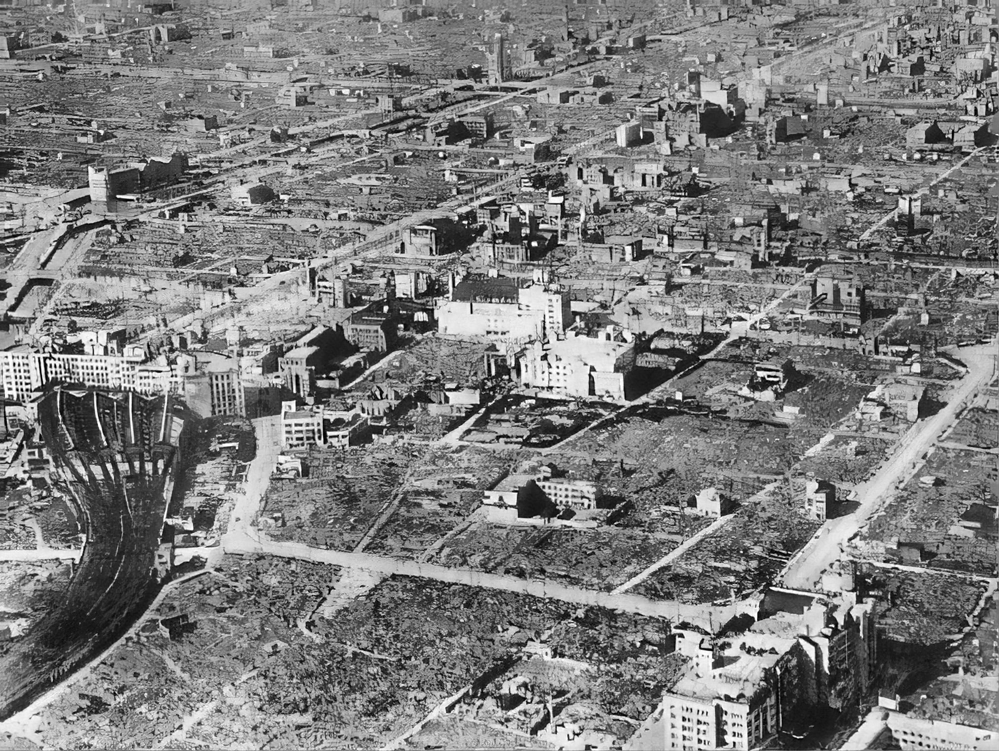 Osaka, Japan after American aerial bombing, 1945