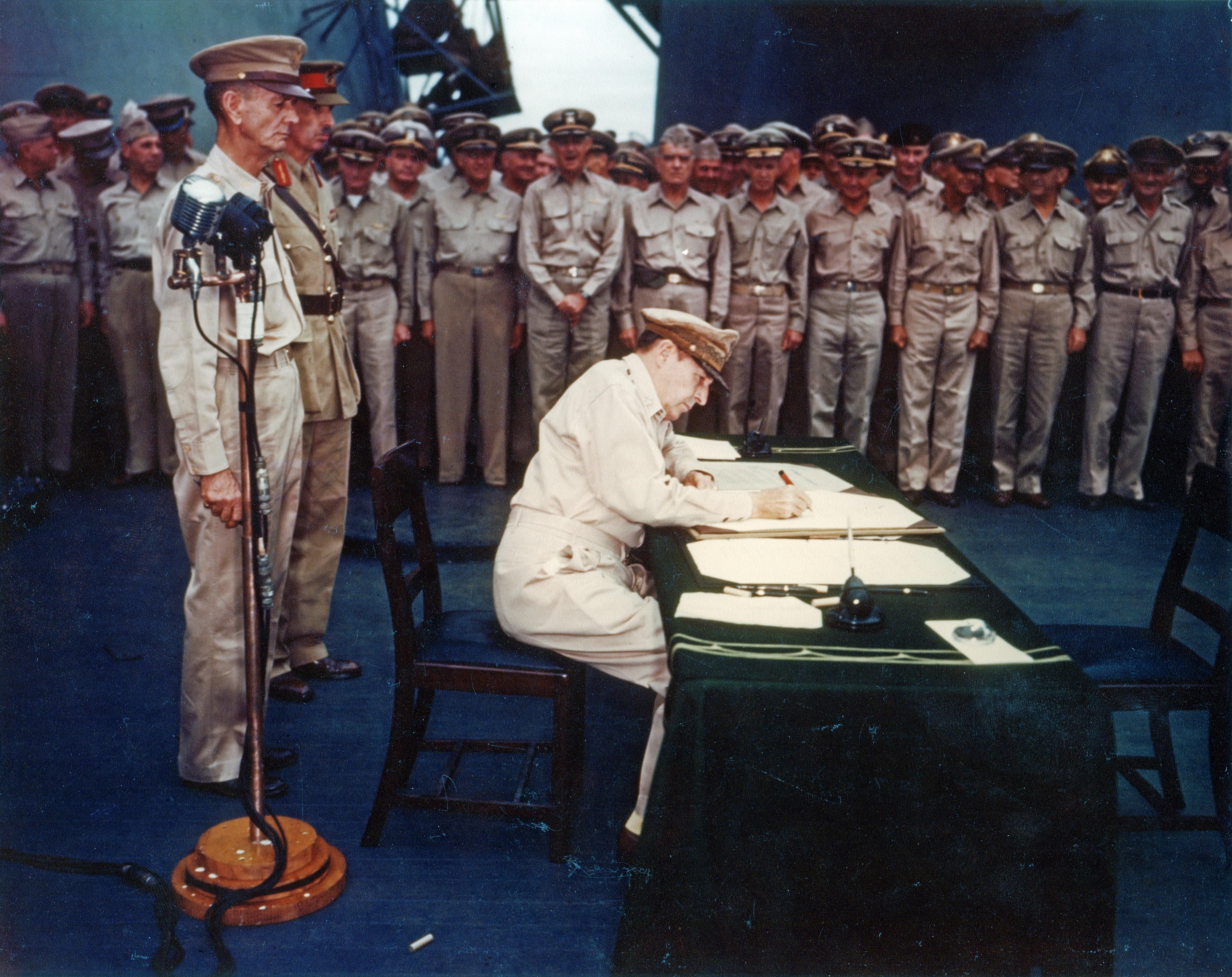 Photograph WWII Japanese Surrender Signing on the USS Missouri Year 1945 11x14