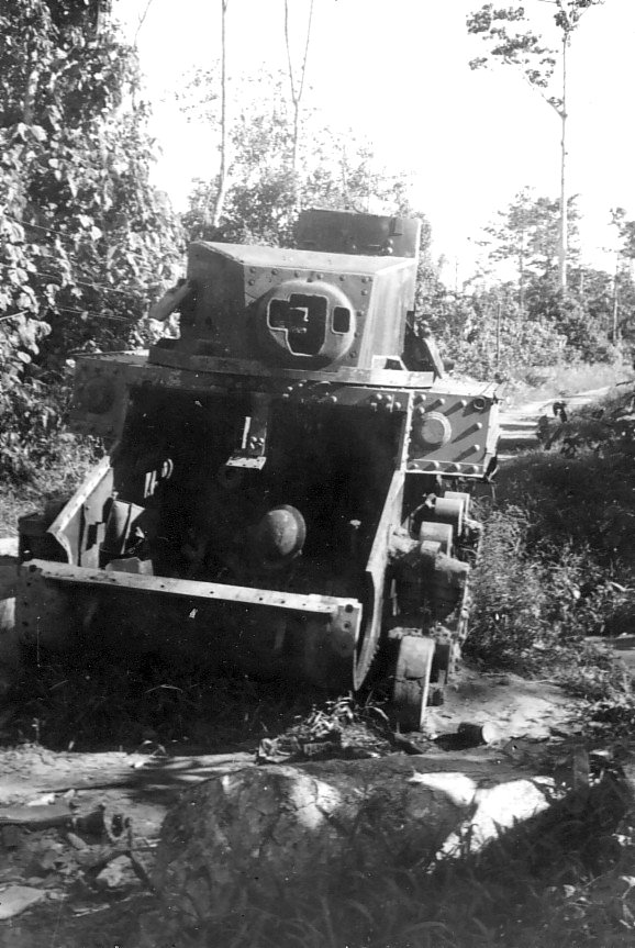 Destroyed M3A1 light tank, Buna, Australian Papua, mid-1943