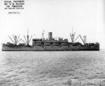 Amphibious Transport Ship USS Hunter Liggett approaching Mare Island Shipyard for an overhaul, Mare Island, California, United States, Mar 29, 1944. Note LCVP landing craft hanging from davits and stowed on deck.