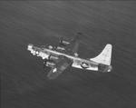PB4Y-2 Privateer (derived from the PB4Y-1 Liberator) in flight off the eastern shore of Oahu, Hawaii, 1945. Photo 1 of 3.