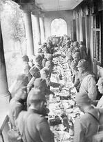 Japanese Army officers feasting in Shanghai, China, circa early 1938