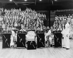 Members of the dance band from the USS Arizona during the Battle of Music semifinal at Bloch Arena, Pearl Harbor, Territory of Hawaii, 22 Nov 1941.