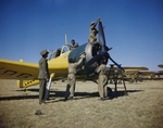 Basuto workers cleaning a Master aircraft at No. 23 Air School at AFB Waterkloof, Pretoria, South Africa, Jan 1943