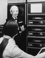 Captain Grace Hopper speaking with a member of her team, Washington DC, United States, Aug 1976