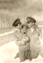 Stefanica Paunescu with a friend in snowy weather, 1940s