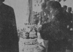 Song Meiling cutting a birthday cake for Chiang Kaishek, Luoyang, Henan Province, China, 31 Oct 1936