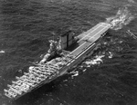 USS Saratoga recovering aircraft off Maui, Hawaii, 2 Mar 1932. The aircraft are a collection of Vought O2U Corsairs, Martin BM-2 torpedo bombers, and Martin T4M torpedo bombers.
