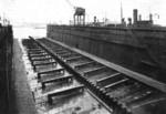 25,000-ton floating dry dock, Howaldtswerke shipyard, Hamburg, Germany, circa 1930