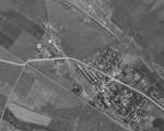 Aerial view of Taito (now Taitung), Taiwan, 31 May 1945; note Meiji Corporation sugar refinery and butanol plant marked as A and B