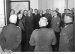 Heinrich Himmler, Konrad Meyer, Fritz Todt, Rudolf Heß, and other German leaders during a planning session for the German resettling of Eastern Europe, Berlin, Germany, 20 Mar 1941