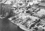 Aerial view of AG Vulcan Stettin shipyard, Stettin, Germany as seen on a postcard, circa 1930s