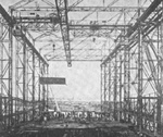 Interior of a slipway, AG Vulcan Stettin shipyard, Germany, circa 1920s