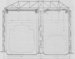 Cross section drawing of the slipways of AG Vulcan Stettin shipyard, Germany, circa 1920s