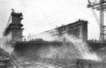 Launching of a drydock at Vulcan shipyard, Hamburg, Germany, circa 1910