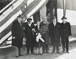 Top executives pose during the opening of one of the Todd Company’s shipyards, 1943. Second from the right is engineering consultant and former Rear Admiral Frederic R. Harris.