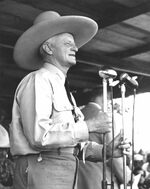 Admiral Chester Nimitz, a Texan, hosted an “Old Texas Roundup” on Oahu, Hawaii for all personnel in the Pacific Area who were from Texas; some 40,000 members of the Navy, Marine Corps, and Army, 16 Jan 1944. Photo 1 of 3.