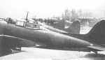 D3A2 dive bombers at rest at an airfield, circa 1940s