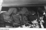 German glider troops in a DFS 230 glider, Italy, Sep 1943; note array of small arms