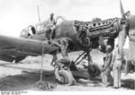 German mechanics disassembling a Ju 87 Stuka dive bomber near Tmimi, Libya, 1941-1943