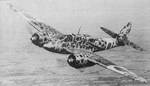 Camouflaged Ki-45 aircraft in flight, circa 1940s