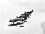 A formation of OS2U Kingfisher aircraft in flight, 1943