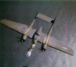 P-61 Black Widow aircraft in flight, viewed from above, Aug 1943-Aug 1945