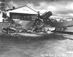 Wrecked Warhawk fighter at Wheeler Field after Japanese attack, Oahu, US Territory of Hawaii, 7 Dec 1941