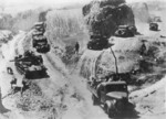 Japanese Type 97 Chi-Ha tank and other vehicles during Operation Ichigo in Henan Province, China, 1944