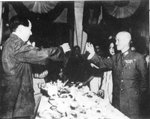 Chiang Kaishek and Mao Zedong celebrating the end of the Second Sino-Japanese War, Chongqing, China, Sep 1945