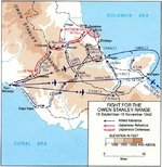Map depicting Japanese attack and withdraw over the Owen Stanley Range, New Guinea, 18 Sep-15 Nov 1942