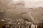 Smoke rising from Narvik, Norway after German bombing, 2 Jun 1940