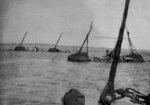 Sunken ships in the Yangtze River near Jiangyin, Jiangsu Province, China, Aug-Sep 1937; they were sunken to prevent Japanese from sailing up river
