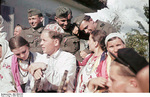 German soldiers with civilians of Poltava, Ukraine, summer 1941