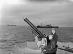2-pounder anti-aircraft gun aboard a Canadian River-class destroyer, which was escorting a convoy, 1940
