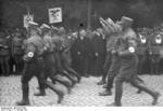 Nazi German official Dr. Alfred Hugenberg observing a SA parade, Bad Harzburg, Germany, 11 Oct 1931