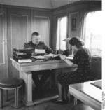 German SS-Obersturmbannführer Wagner working on the registration of resettlers in Eastern Europe, 1941