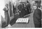Members of the German SS organization playing games aboard a cruise ship operated by the KdF (Kraft durch Freude, 