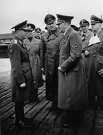 Ion Antonescu and Adolf Hitler, Germany, 1940s; note interpreter Paul Schmidt (between Antonescu and Hitler), Joachim von Ribbentrop (right edge of photo), and Julius Schaub (to Ribbentrop