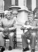Pietro Badoglio declaring war on Germany, Brindisi, Italy, 13 Oct 1943; note US representative Maxwell Taylor on left side of the photograph