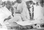 Mohandas Gandhi, Rajendra Prasad, Subhash Chandra Bose, and Sardar Vallabhbhai Patel at the annual meeting of the Indian National Congres, Haripura, India, 1938