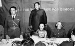Claire Chennault, Song Meiling, and Chiang Kaishek at a banquet, China, 4 Jun 1942