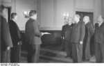 Vasily Chuikov, Otto Grotewohl, and Walter Ulbricht at the founding of East Germany, Berlin, 7 Oct 1949