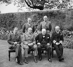Churchill with his Chiefs of Staff at a luncheon at 10 Downing Street, London, England, UK, 7 May 1945