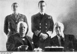 Winston Churchill, Franklin Roosevelt, Hastings Ismay, and Louis Mountbatten at Churchill